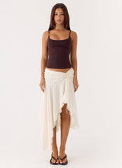 Abeda Asymmetrical Midi Skirt - Ivory