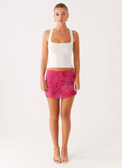 Adored By You Mini Skirt - Fuchsia