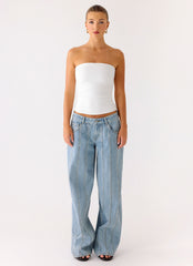 Adrienna Strapless Top - White