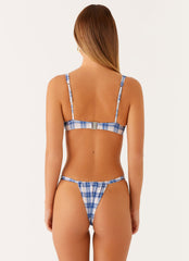 Airlie Balconette Bikini Top - Ivory Blue Check
