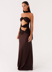 Alaine Scarf Maxi Dress - Dark Chocolate