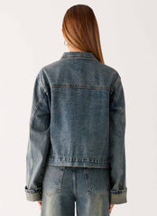 Back Again Oversized Denim Jacket - Dirty Wash