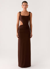 Balvin Cut Out Maxi Dress - Cool Chocolate