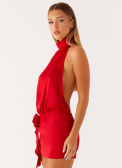 Birdie Halterneck Mini Dress - Red