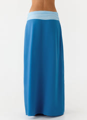 Blushing Bloom Maxi Skirt - Baby Blue