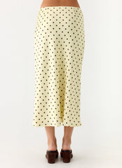 Breanne Midi Skirt - Yellow Polka Dot