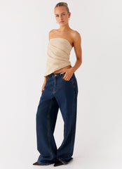 Briana Strapless Top - Tan