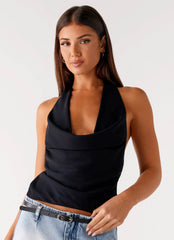 Charli Cowl Top - Black