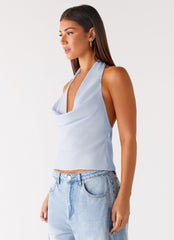 Charli Cowl Top - Blue