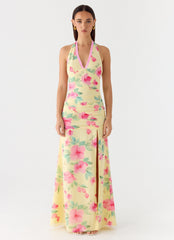 Colada Halter Maxi Dress - Lemon Soleil