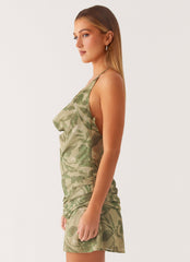 Cyna Cowl Mini Dress - Jade Fern