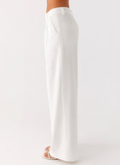 Delong Low Rise Linen Pants - White