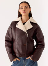 Demine Double Faced Short Coat - Chocolate