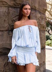 Eira Balloon Sleeve Mini Dress - Baby Blue