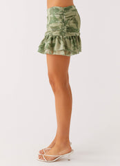 Elspeth Frill Mini Skirt - Jade Fern