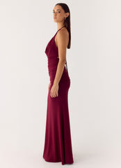 Eyes Closed Maxi Dress - Dark Cherry