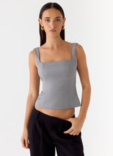 False Start Top - Smoke Grey