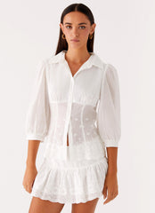 Frida Broderie Top - White