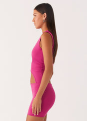 Give Me A Sign Mini Dress - Fuchsia