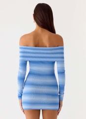 Gomez Bardot Knit Mini Dress - Cerulean