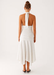 Grettana Halter Neck Midi Dress - White Polka Dot