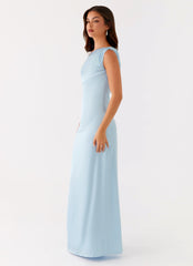 Heart Of Glass Satin Maxi Dress - Blue