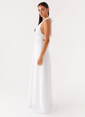 Heavy Hearted Linen Maxi Dress - White