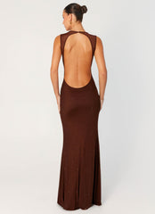 Hot Sequins Maxi Dress - Chocolate