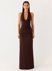 Ilaria Halter Maxi Dress - Chocolate