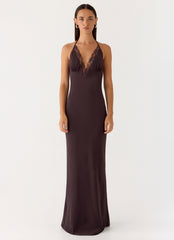 Indya Halter Maxi Dress - Chocolate