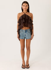 Inna Frill Halter Top - Chocolate