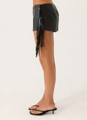 Isiah Low Rise PU Shorts - Black