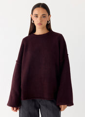 Jack Oversized Knit Sweater - Plum