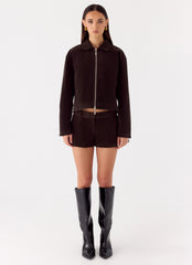 Jeremy Faux Suede Shorts - Chocolate
