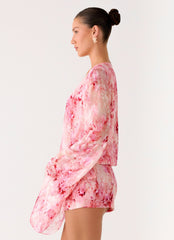 Junia Long Sleeve Mini Dress - Pink