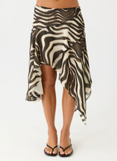 Kia Low Rise Asymmetrical Midi Skirt - Zebra