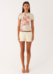 Late Night Mesh Baby Tee - Siena Floral
