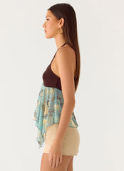 Lyrica Halter Top - Aqua Blur