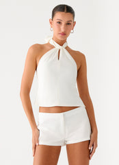 Maddox Scarf Top - White