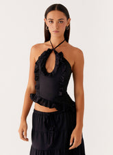 Mariella Linen Top - Black