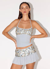 Merinda Halter Top - Misty Blue