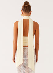 Milos Scarf Halter Neck Top - Yellow