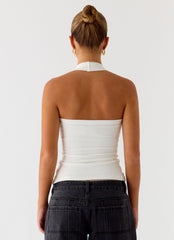 Nauton Ribbed Halter Top - White