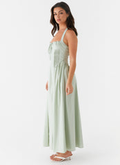 Olenna Halterneck Midi Dress - Sage