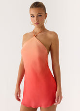 Palm Sugar Beaded Mini Dress - Sunset Ombre