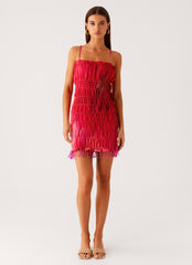 Refresh Me Chiffon Mini Dress - Peach Watermelon Flower
