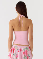 Roll Out Halter Top - Petal Pink