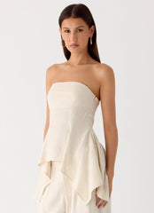 Rossi Hanky Hem Linen Top - Oatmeal