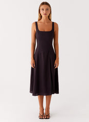 Rowyn Midi Dress - Black Polka Dot