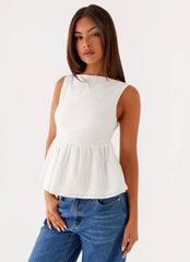 Sallie Linen Top - White